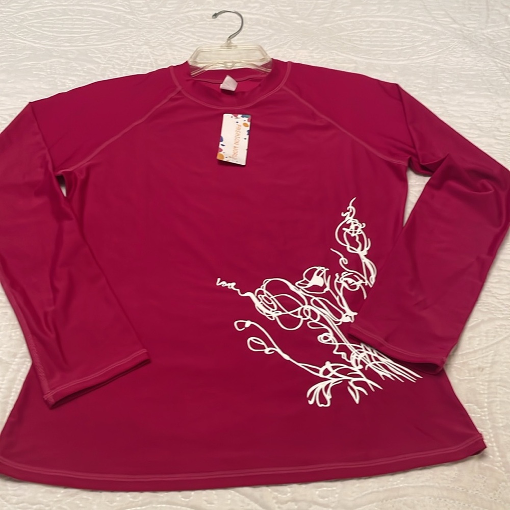 NWT FASHION WORLD Rash Guard Top Swim Top Rashguard Medium - Picture 9 of 10